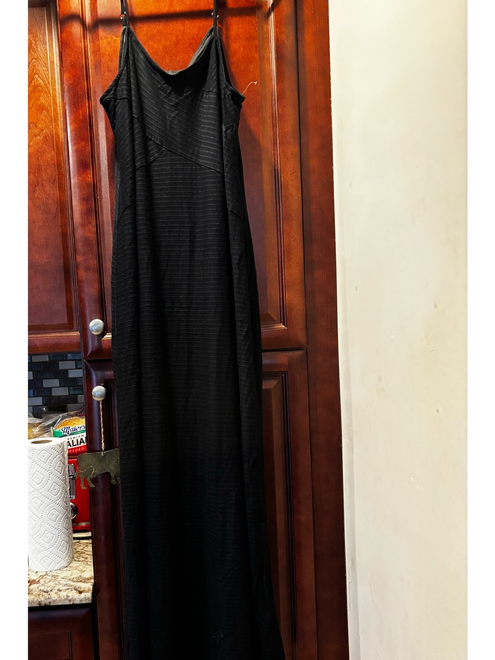 Faded Glory Black Maxi Slip Dress with Slim Straps